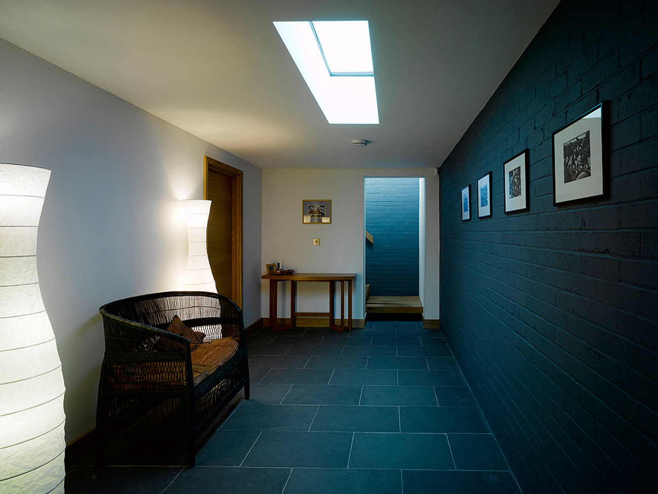 Rooflights bring natural light into a subterranean space.